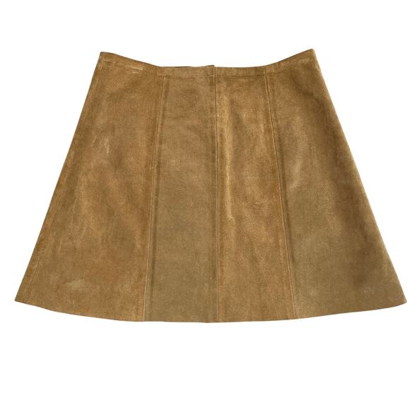 Reformation Tucson Skirt 8 Tan Leather Mini 70s Retro Mod Boho Festival Western - Picture 2 of 11